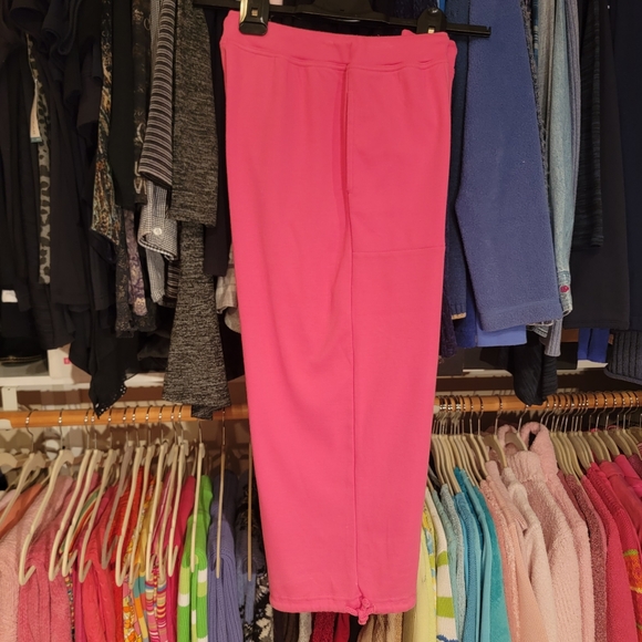 COLDWATER CREEK ♡ NEW Pink Thick Cotton Blend Pull String Side Pocket Capris S/M - Picture 7 of 11